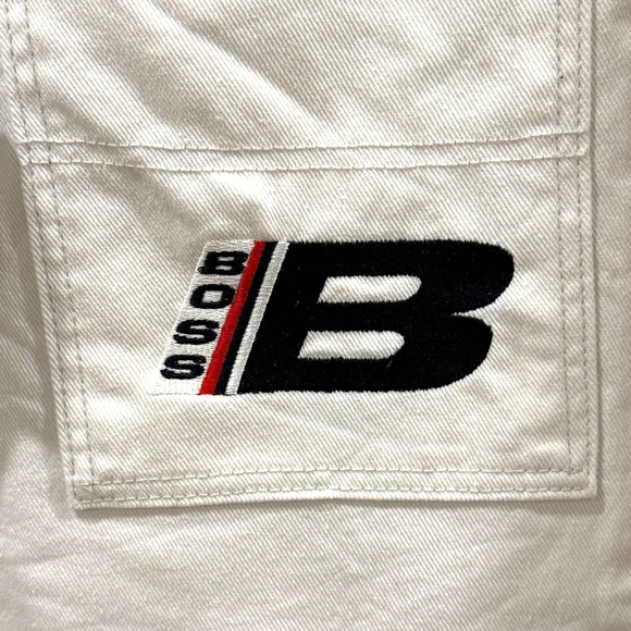 Vintage BOSS Jeans Mens White Baggy Wide Leg 30x32 JNCO Style Made in USA - Picture 7 of 11